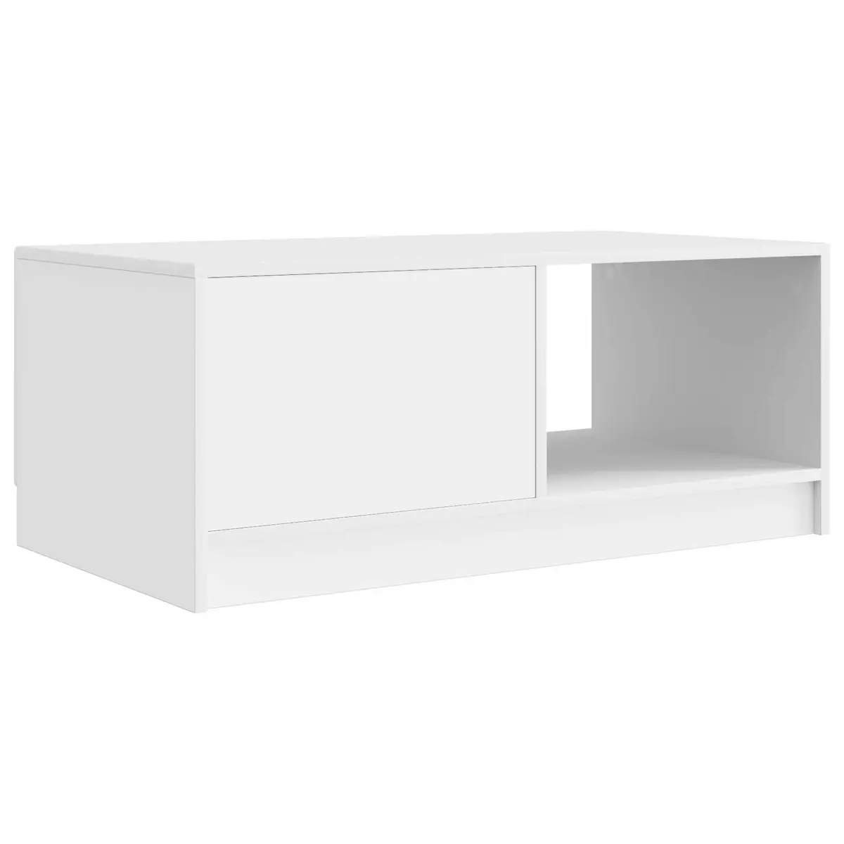Coffee Table White Engineered Wood 90 x 50 x 37 cm Storage Accent Table with Swing Doors