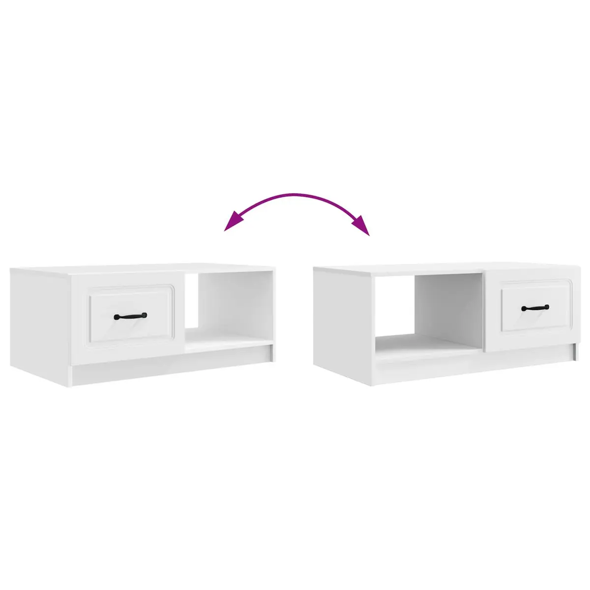 Coffee Table White Engineered Wood 90 x 50 x 37 cm Storage Accent Table with Swing Doors