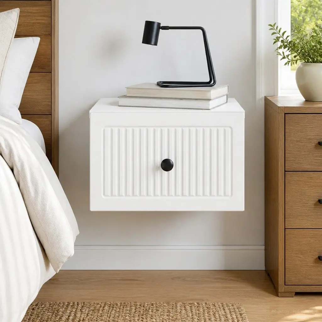 Floating Bedside Cabinet with Easy Storage