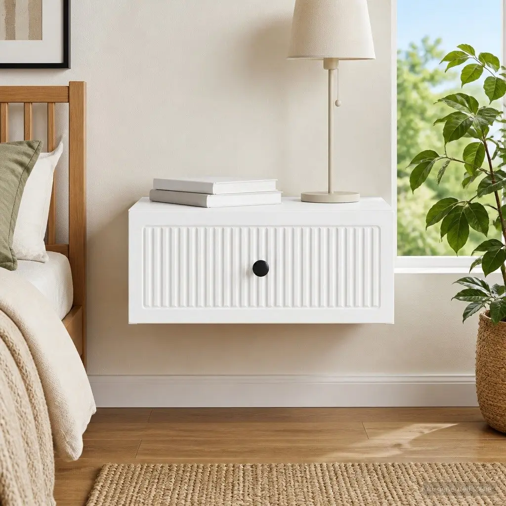 Bedside Cabinet Vintage-inspired White 49 x 34.5 x 20 cm Engineered Wood Nightstand Storage