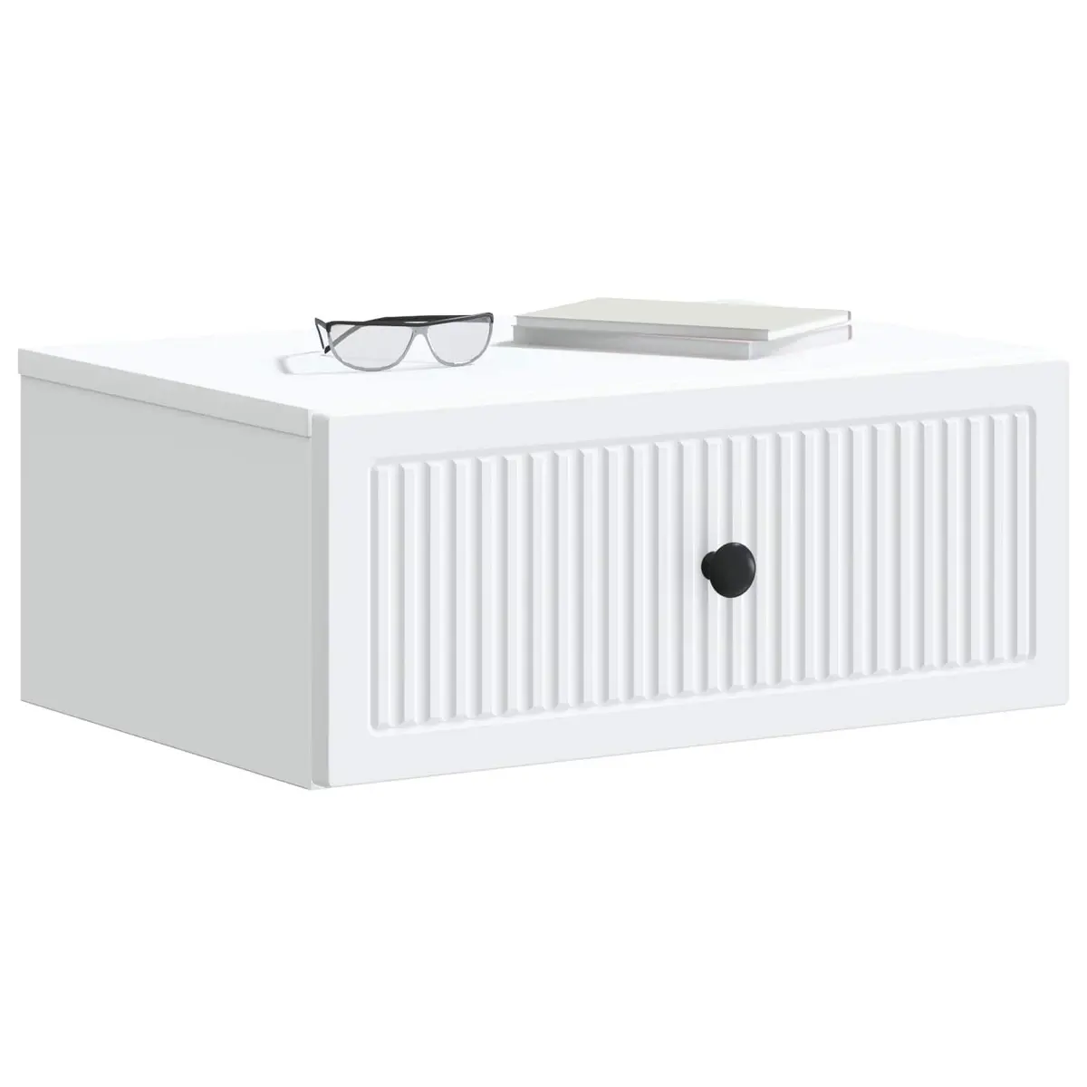 Bedside Cabinet Vintage-inspired White 49 x 34.5 x 20 cm Engineered Wood Nightstand Storage