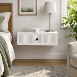 Wall-Mounted Side Table White Storage Cabinet Engineered Wood Living Room
