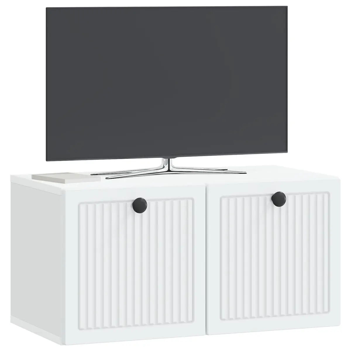 Wall-Mounted TV Cabinet White Modern Storage Unit 59.5 x 31 x 30 cm