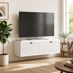Wall-Mounted TV Cabinet White Living Room Storage Unit 98 x 31 x 30 cm