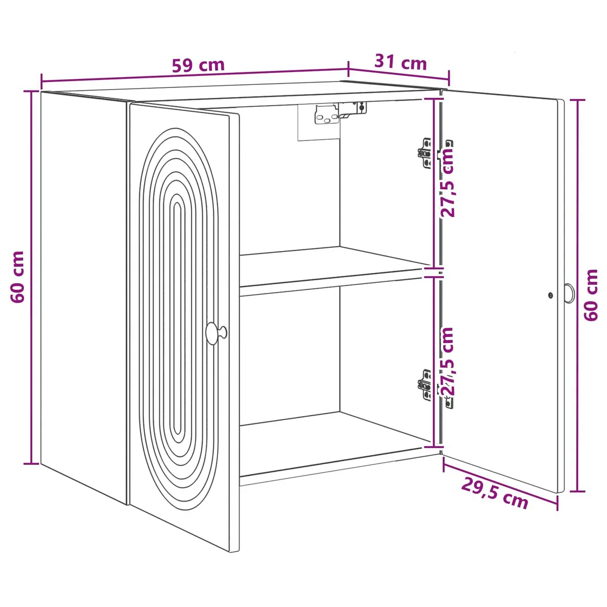 Wall-Mounted Storage Cabinet Vintage White 59 x 31 x 60 cm