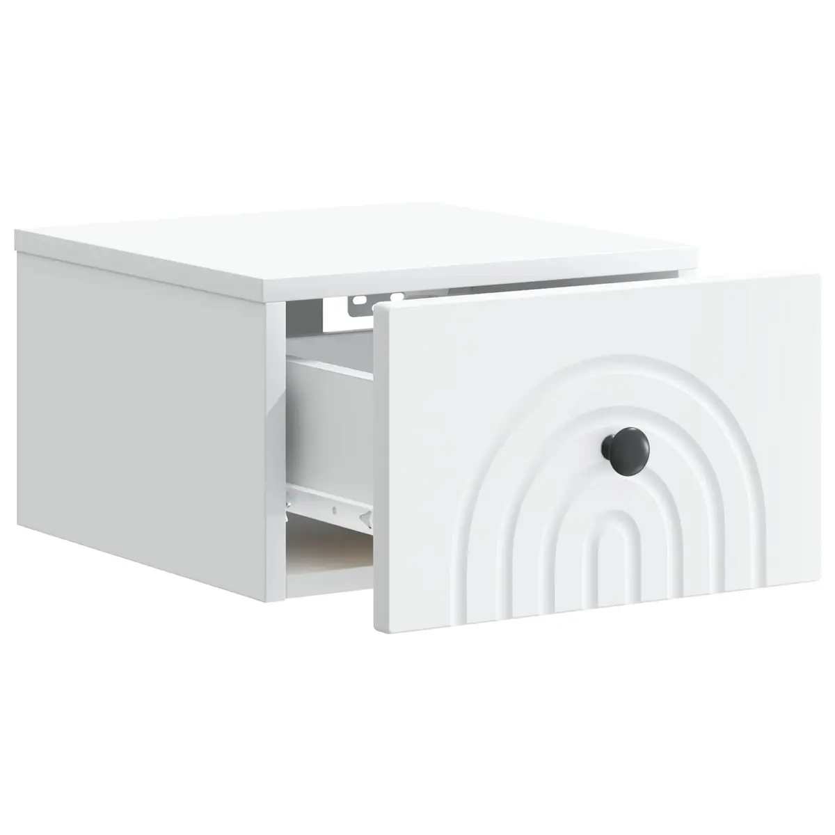 Wall-Mounted Bedside Cabinet White Engineered Wood Storage Drawer Organiser 33 x 34.5 x 20 cm