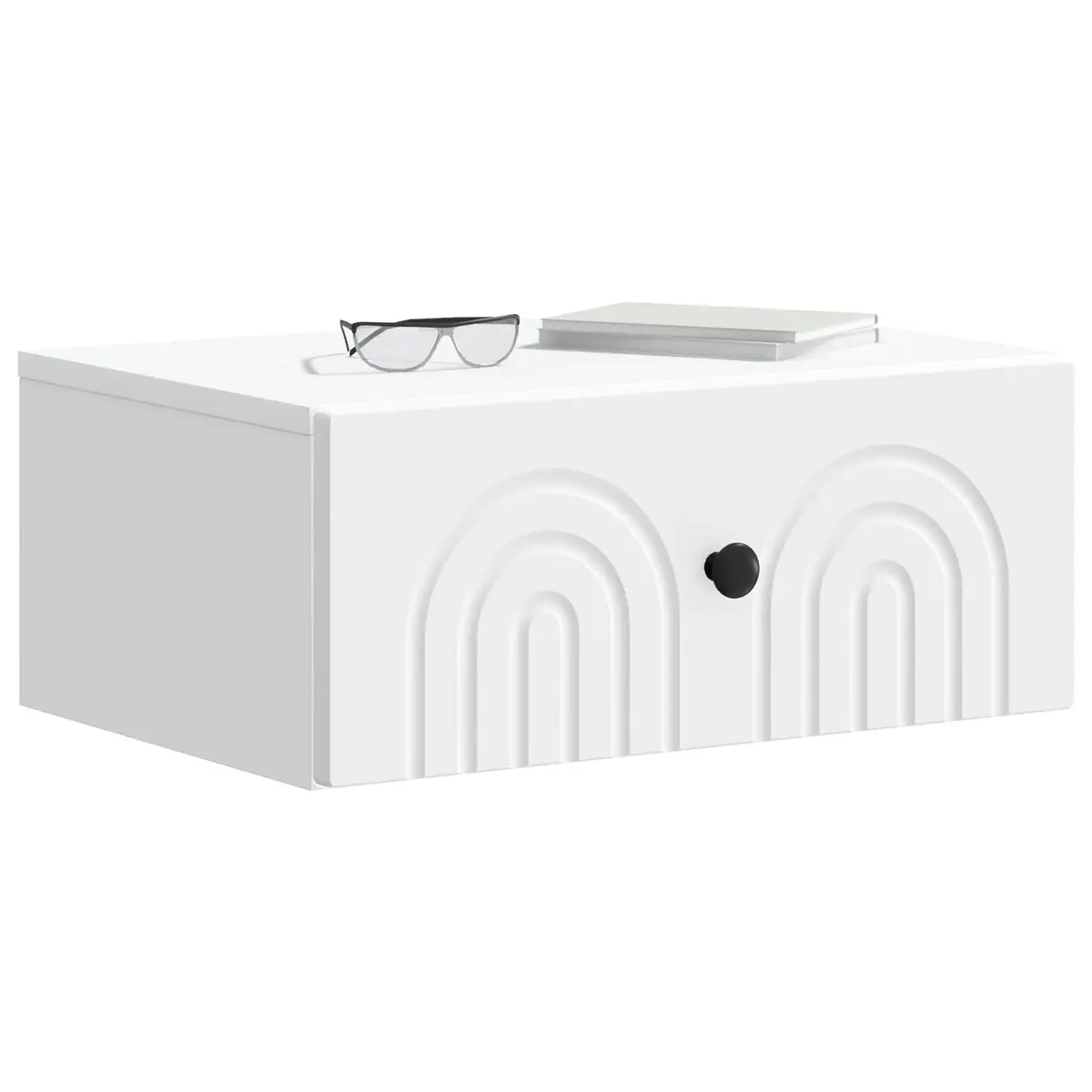 Wall-Mounted Bedside Cabinet White Storage Organizer 49 x 34.5 x 20 cm