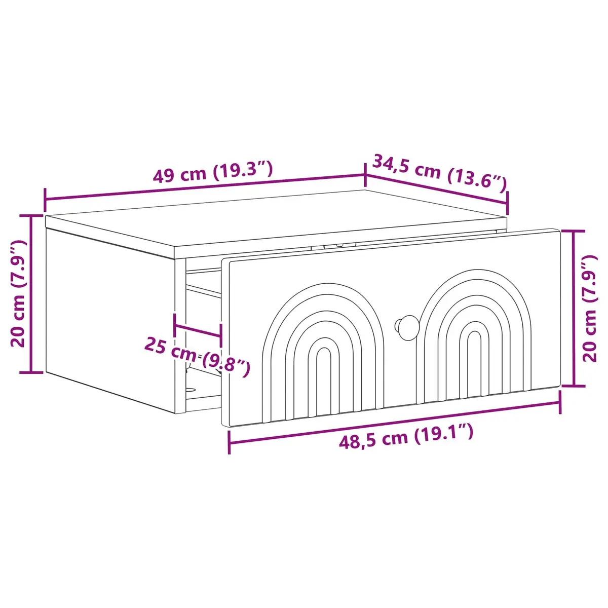 Wall-Mounted Bedside Cabinet White Storage Organizer 49 x 34.5 x 20 cm