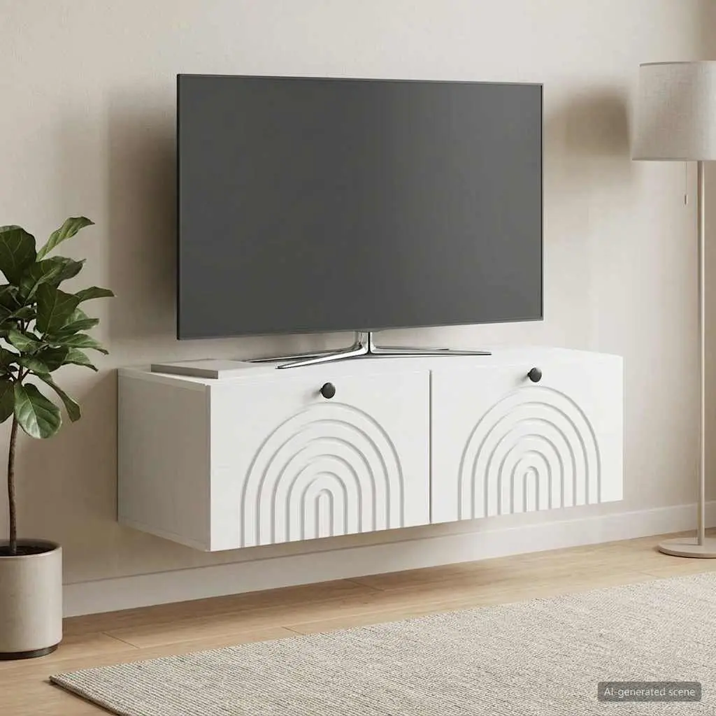 Wall-Mounted TV Cabinet White Engineered Wood 99 x 41 x 30 cm