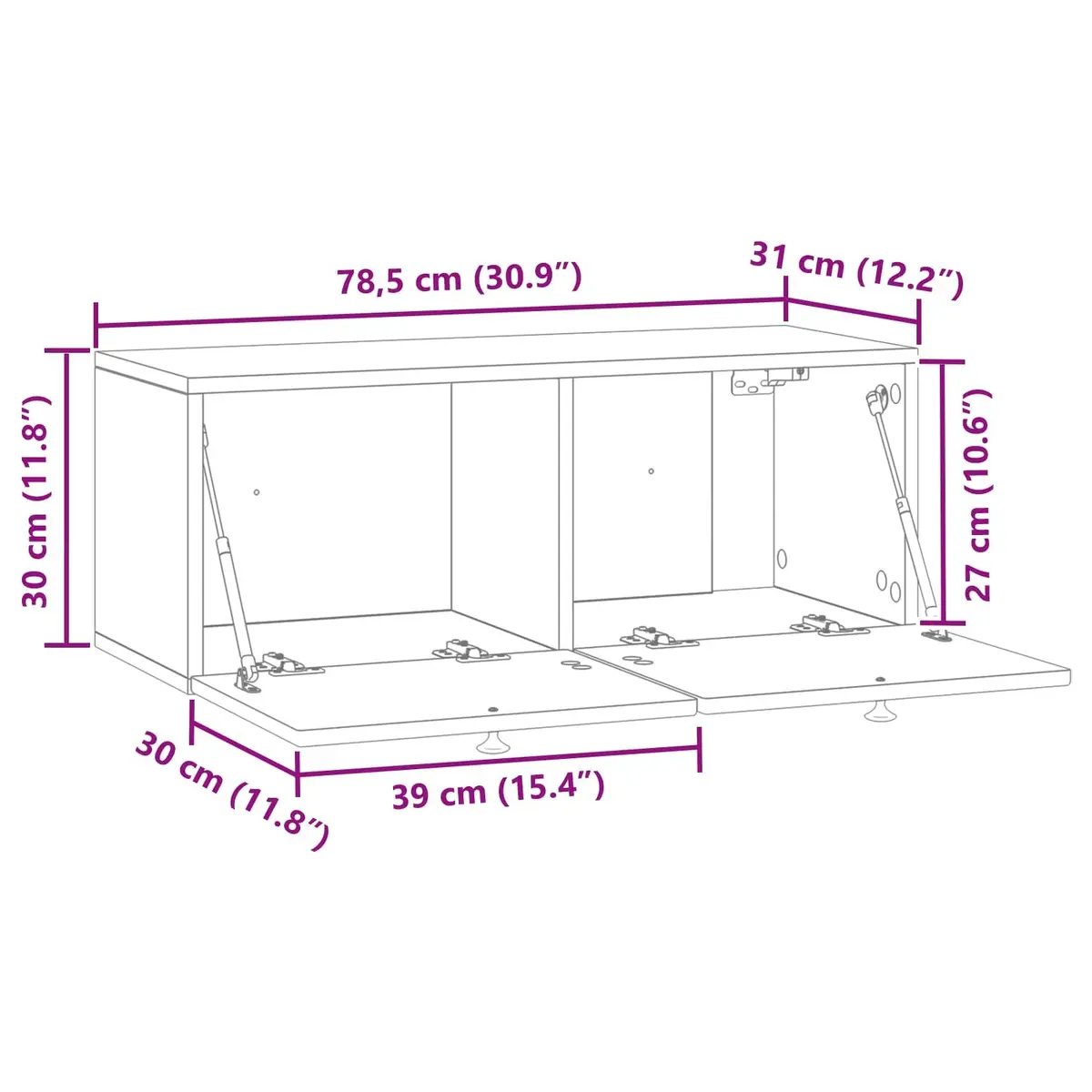 Wall-Mounted TV Cabinet White 78.5 x 31 x 30 cm Storage Unit