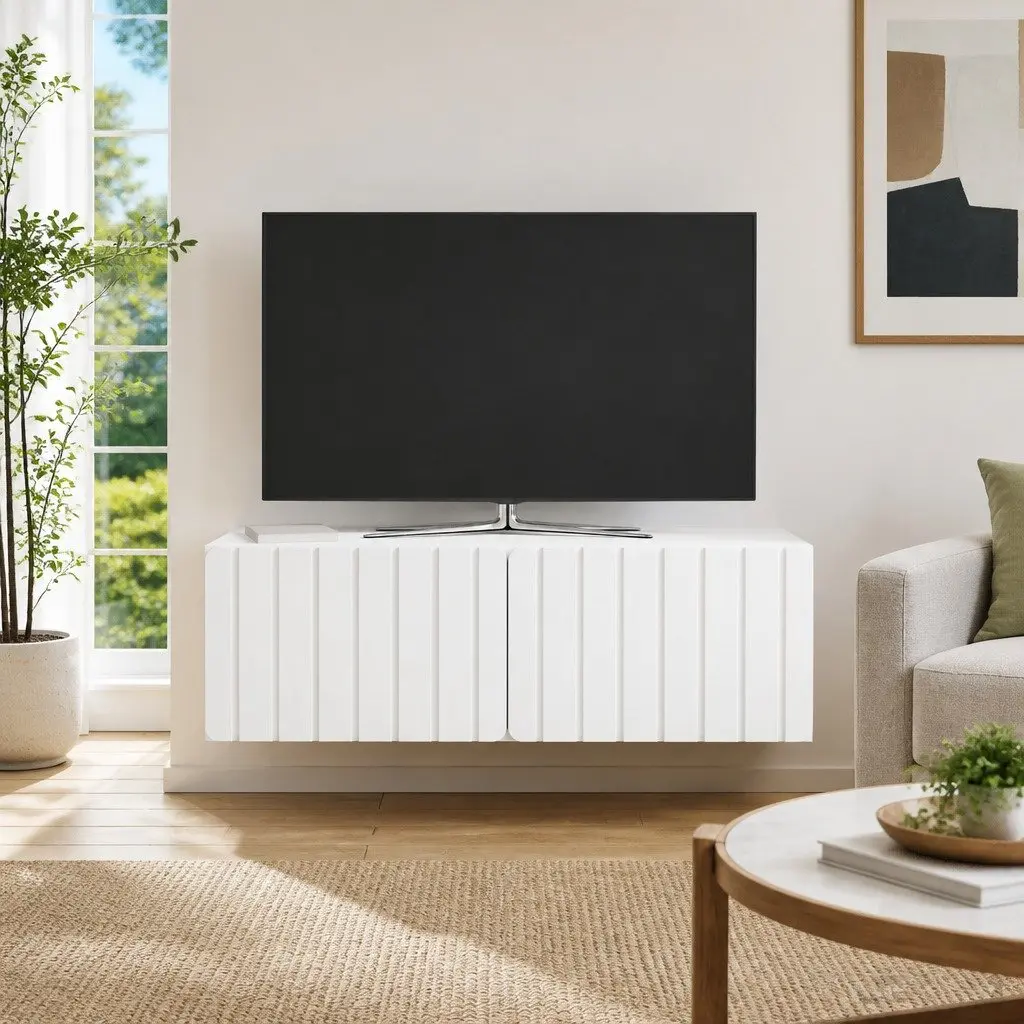 Wall-Mounted TV Cabinet Modern White 98x41x30cm