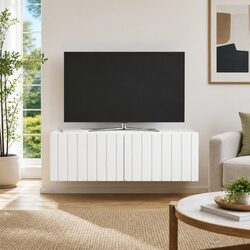Wall-Mounted TV Cabinet 98x41x30cm White Modern Storage Unit Living Room