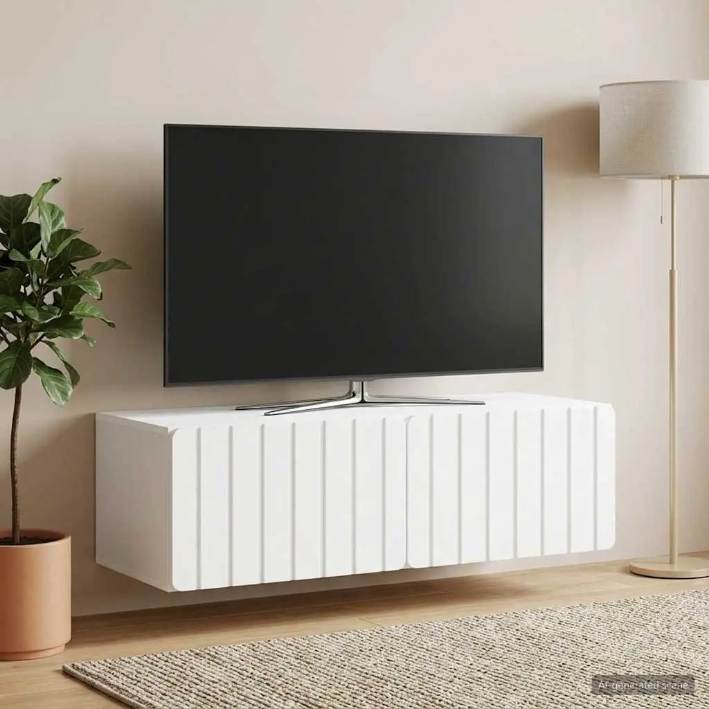 Wall-Mounted TV Cabinet Modern White 98x41x30cm