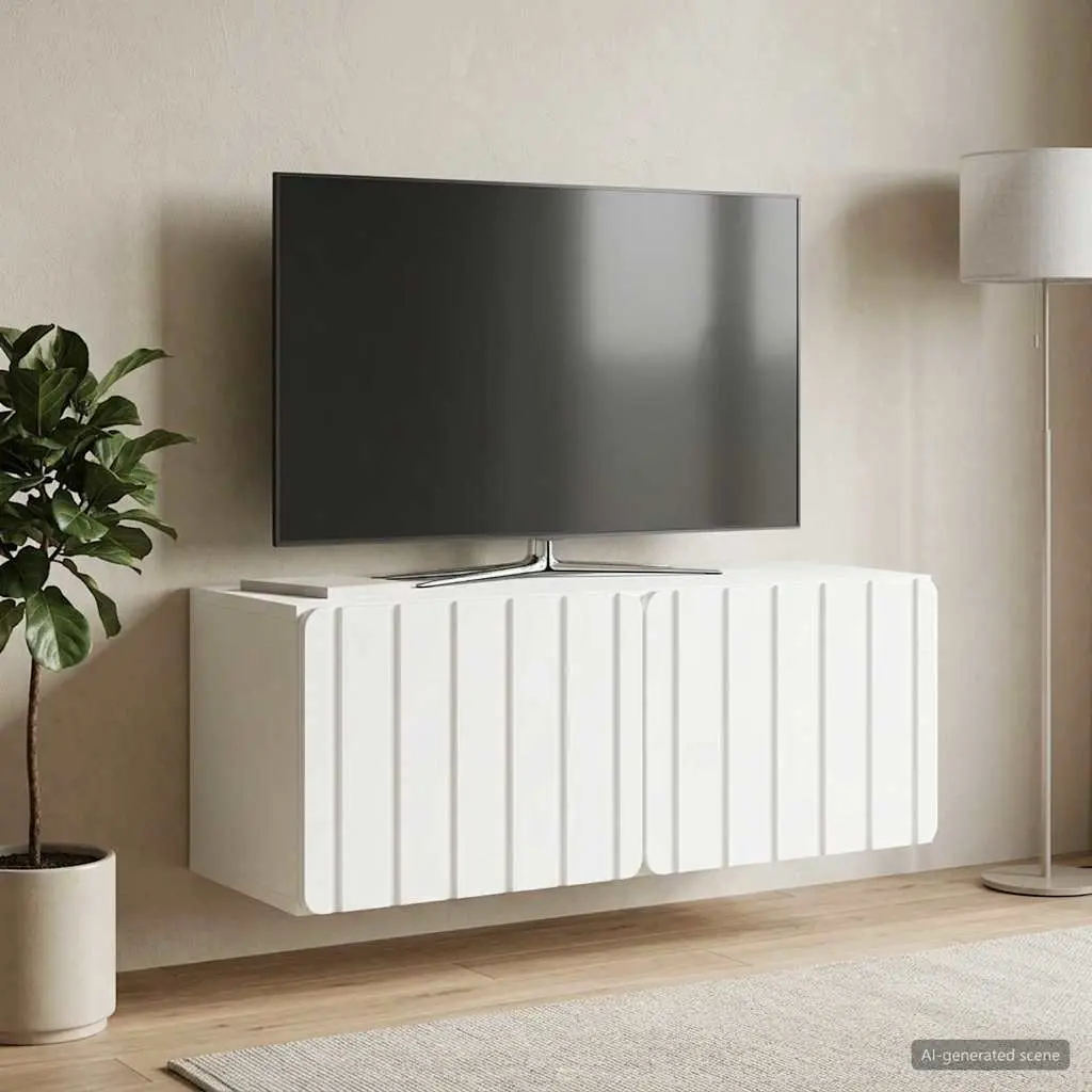 Wall-Mounted TV Cabinet 78.5 x 31 x 30 cm White Storage Unit Modern Design