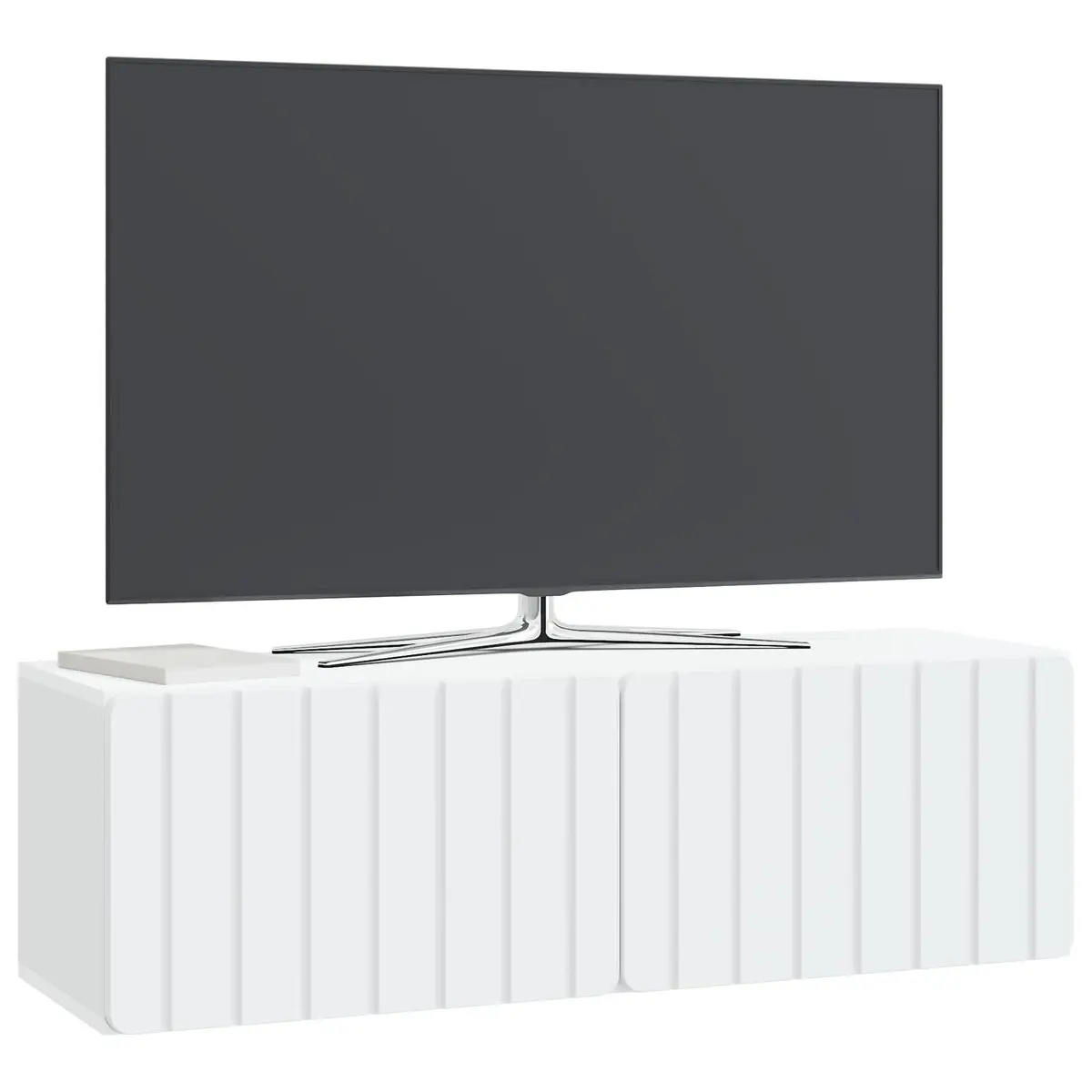 Wall-Mounted TV Cabinet 98x31x30cm White Modern Storage Unit Living Room