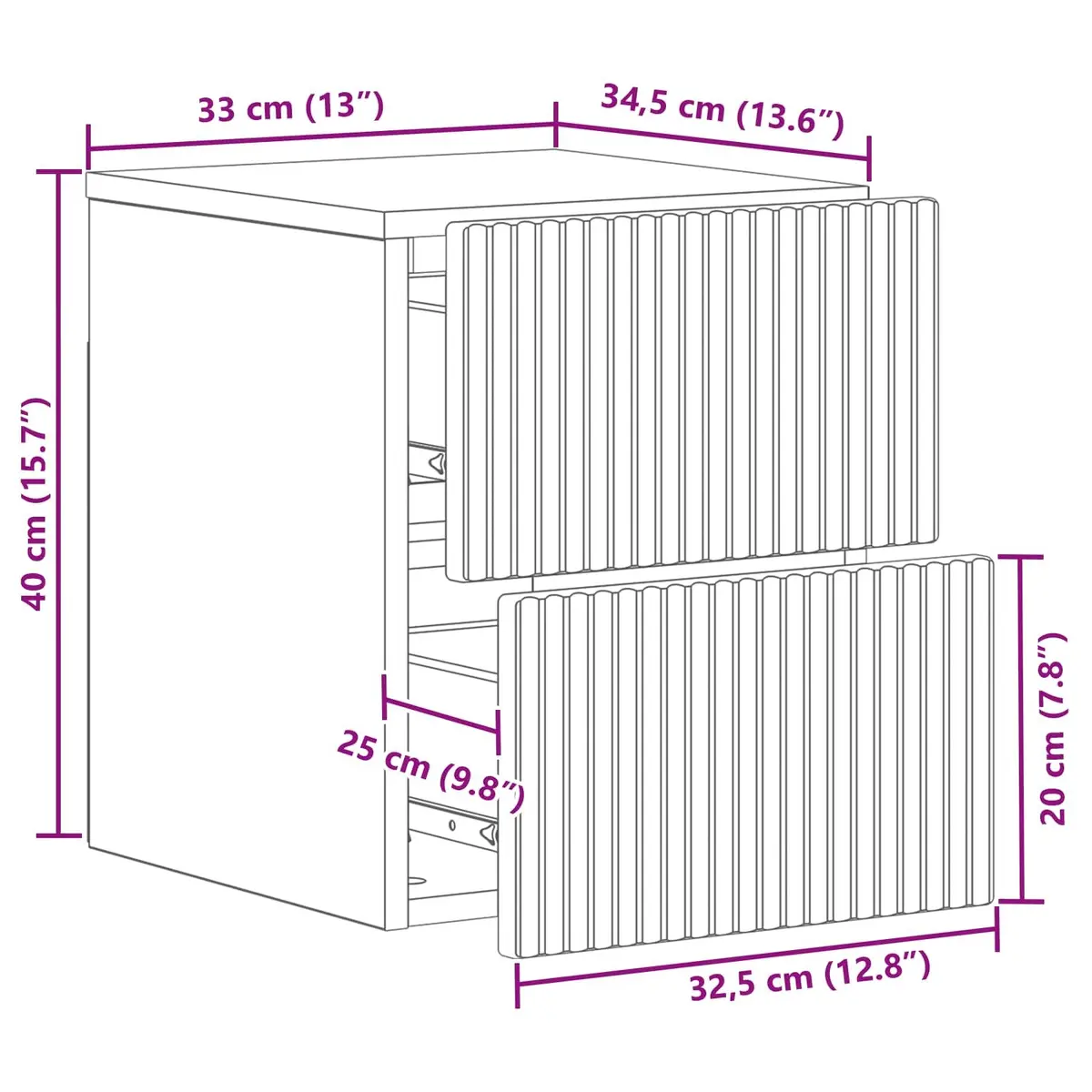 Wall-Mounted Bedside Cabinet White Engineered Wood Storage Shelf 33x34.5x40cm