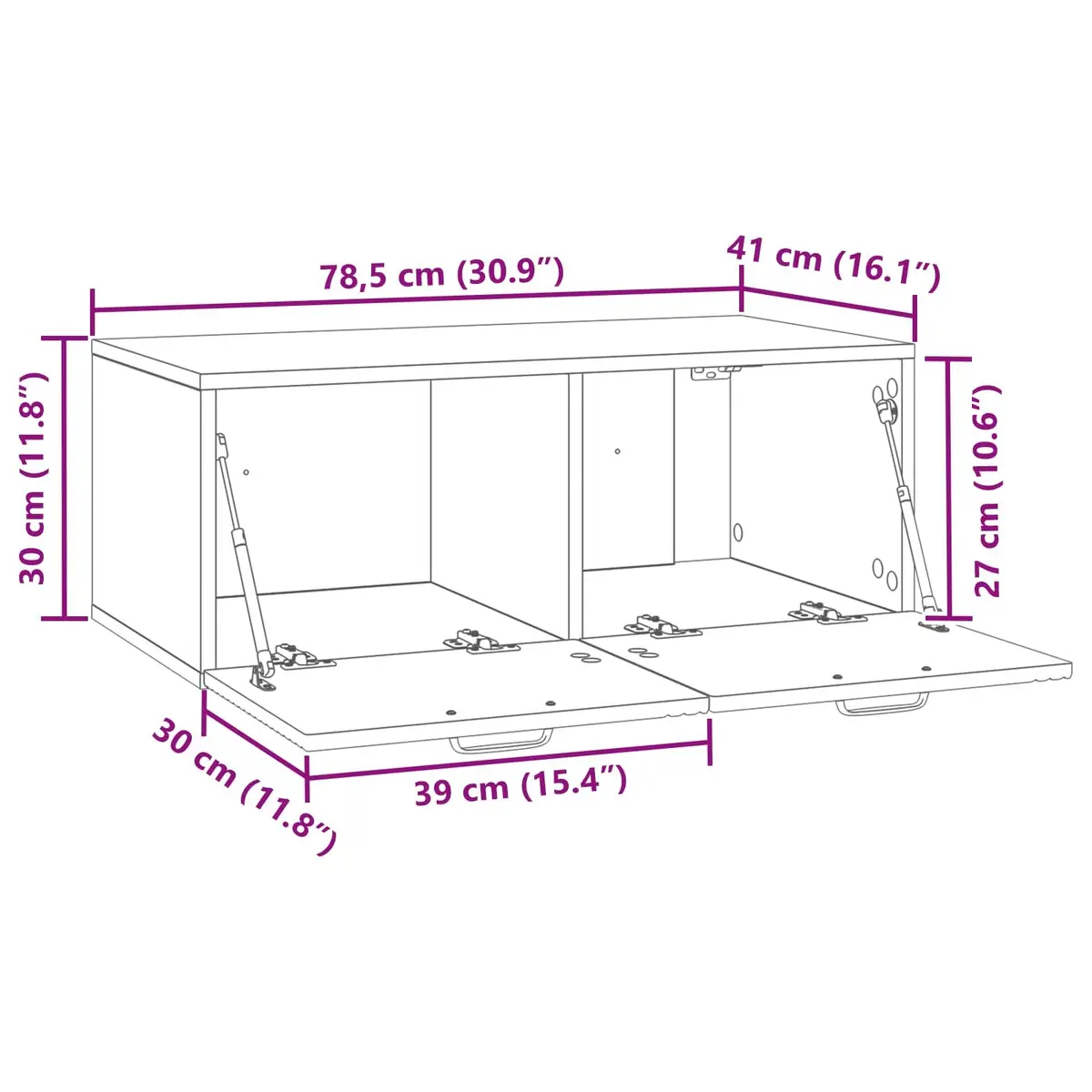 Wall-Mounted TV Cabinet Modern White 78.5 x 41 x 30 cm Storage Unit