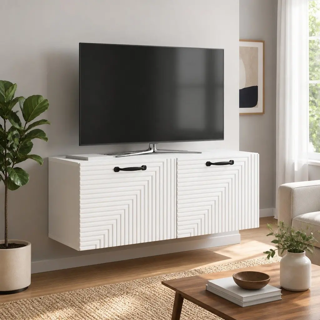 Wall-Mounted TV Cabinet in White