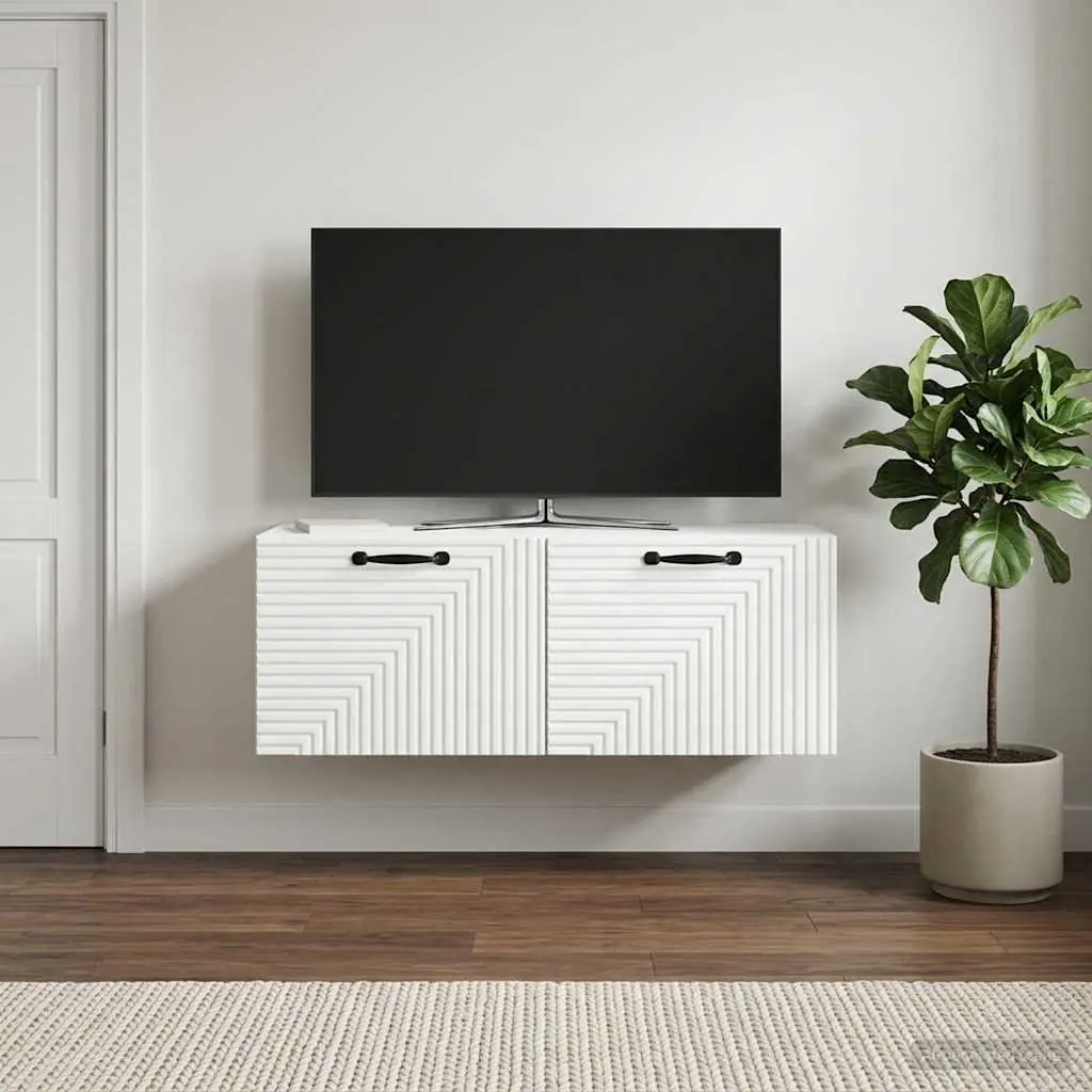 Wall-Mounted TV Cabinet in White