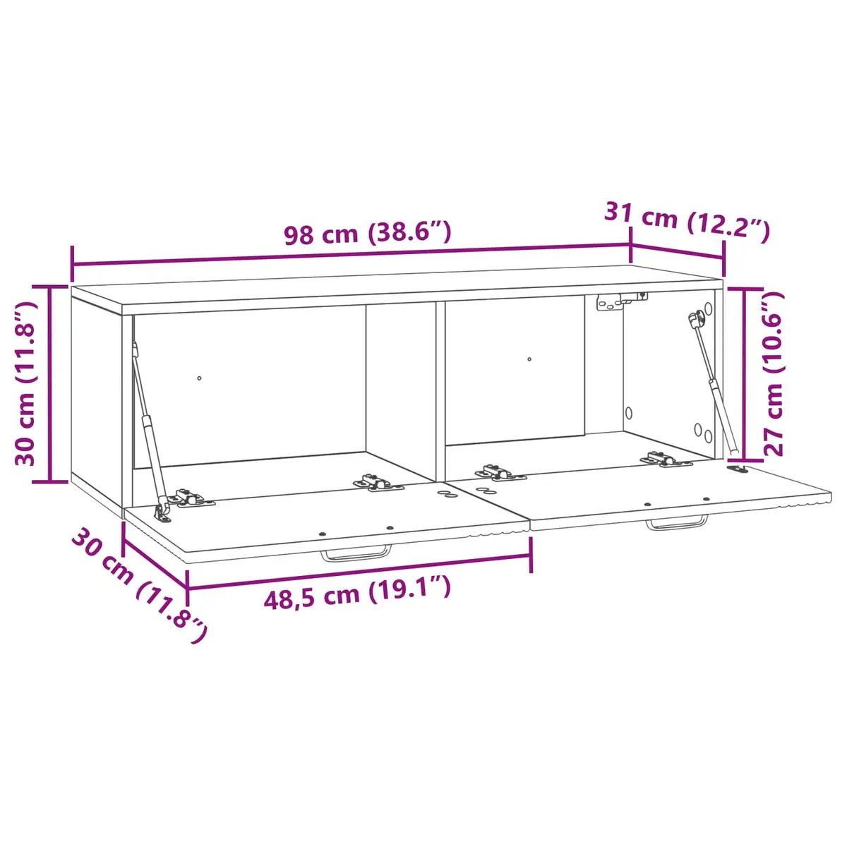 Wall-Mounted TV Cabinet White Modern 98 x 31 x 30 cm