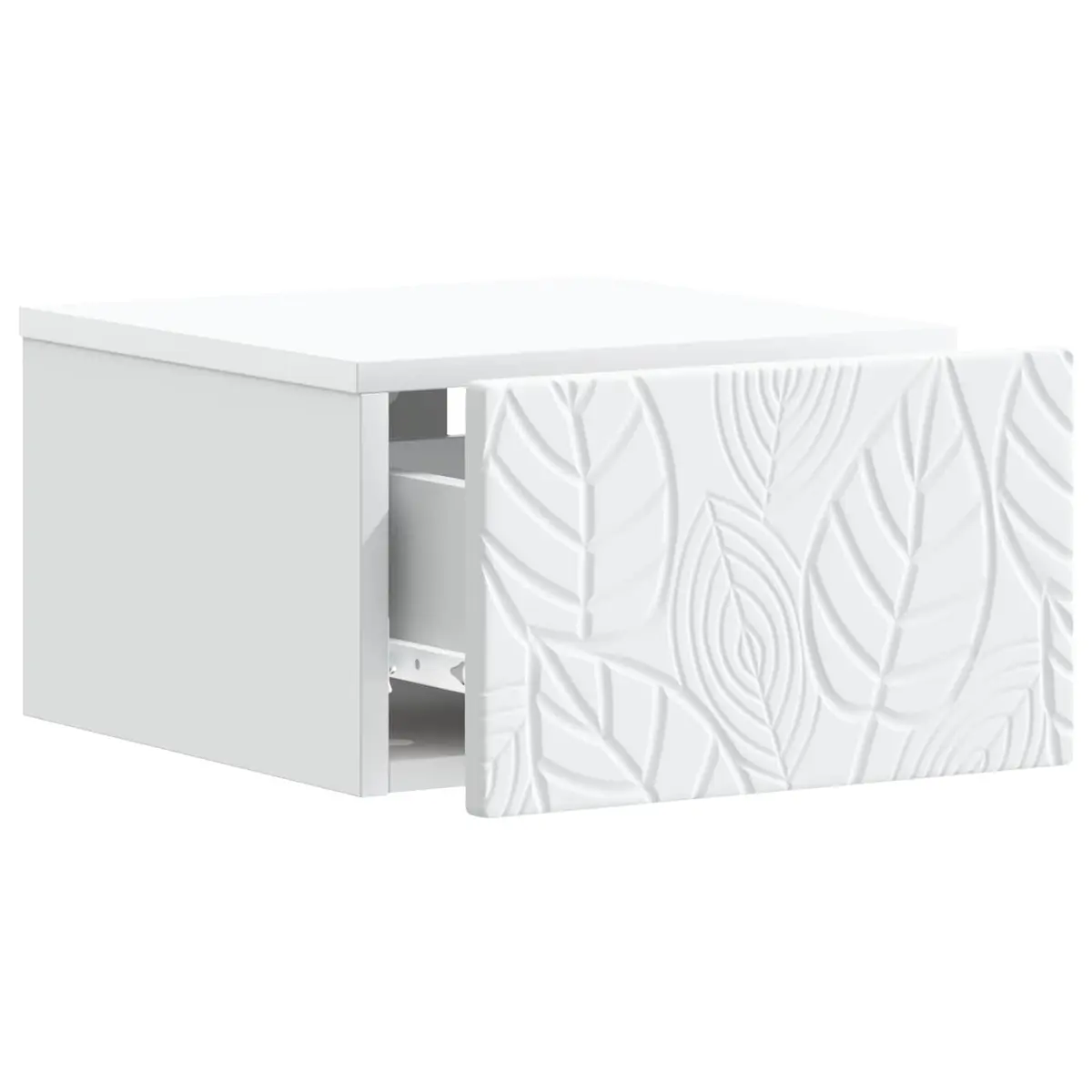 Wall-Mounted Side Table Modern Compact White Storage Drawer