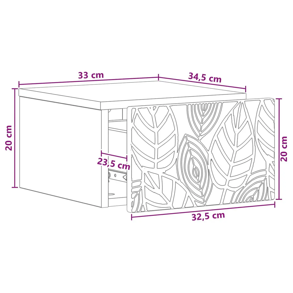 Wall-Mounted Side Table Modern Compact White Storage Drawer