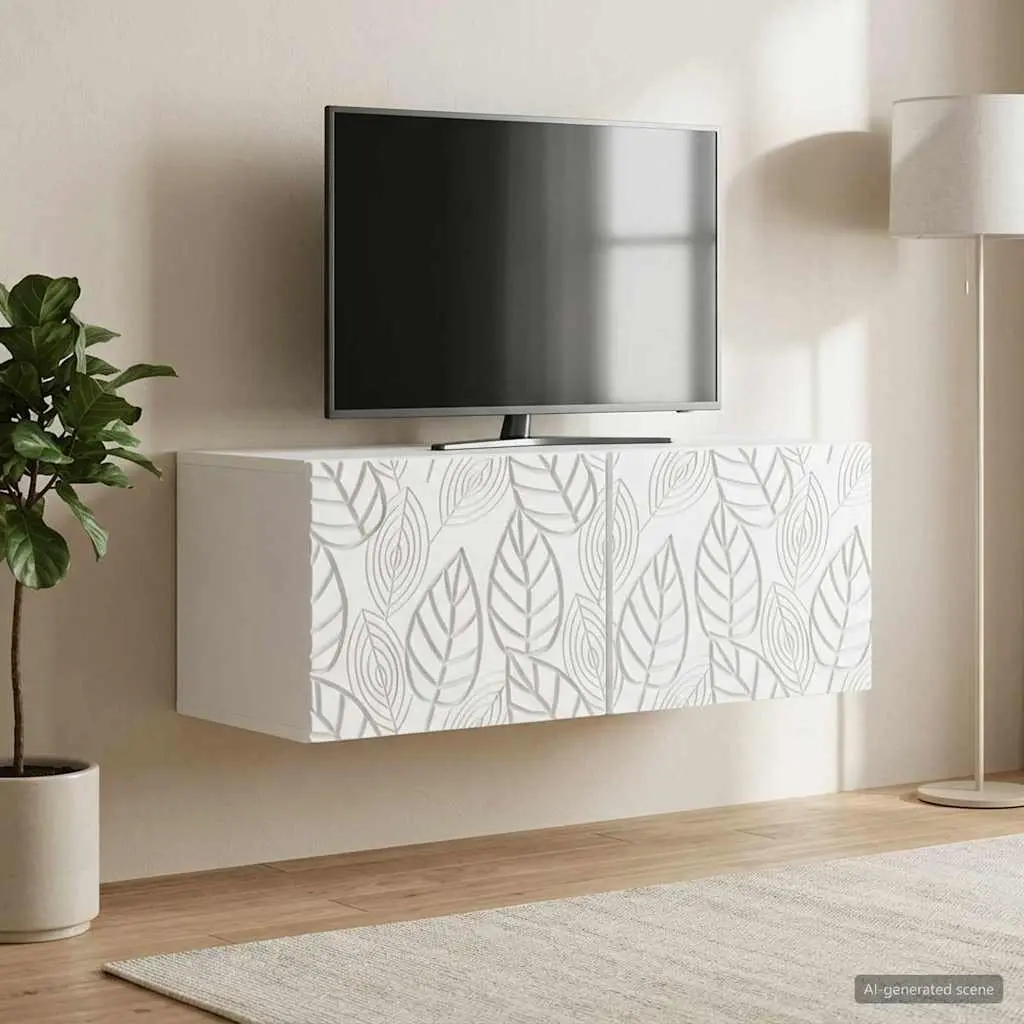 Wall-Mounted TV Cabinet White Engineered Wood 59.5cm