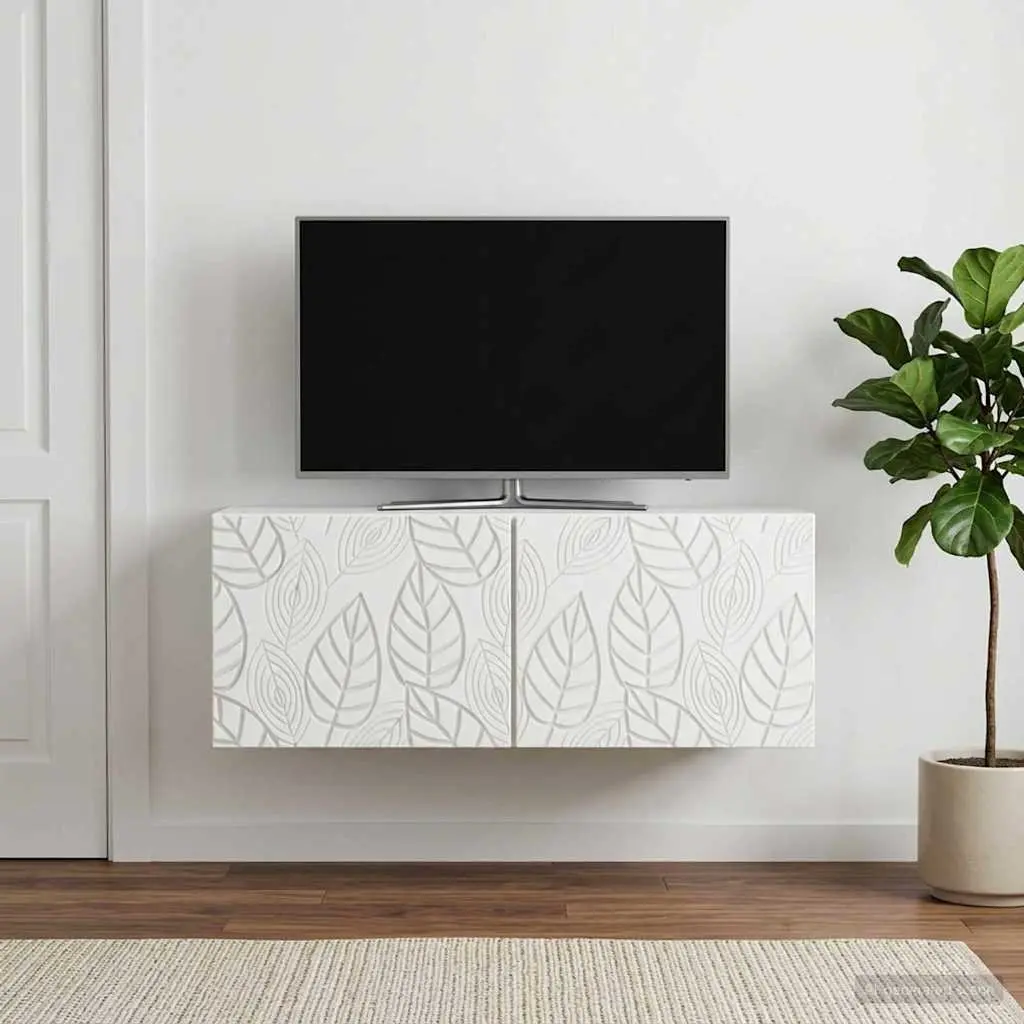 Wall-Mounted TV Cabinet White Engineered Wood 59.5 x 31 cm
