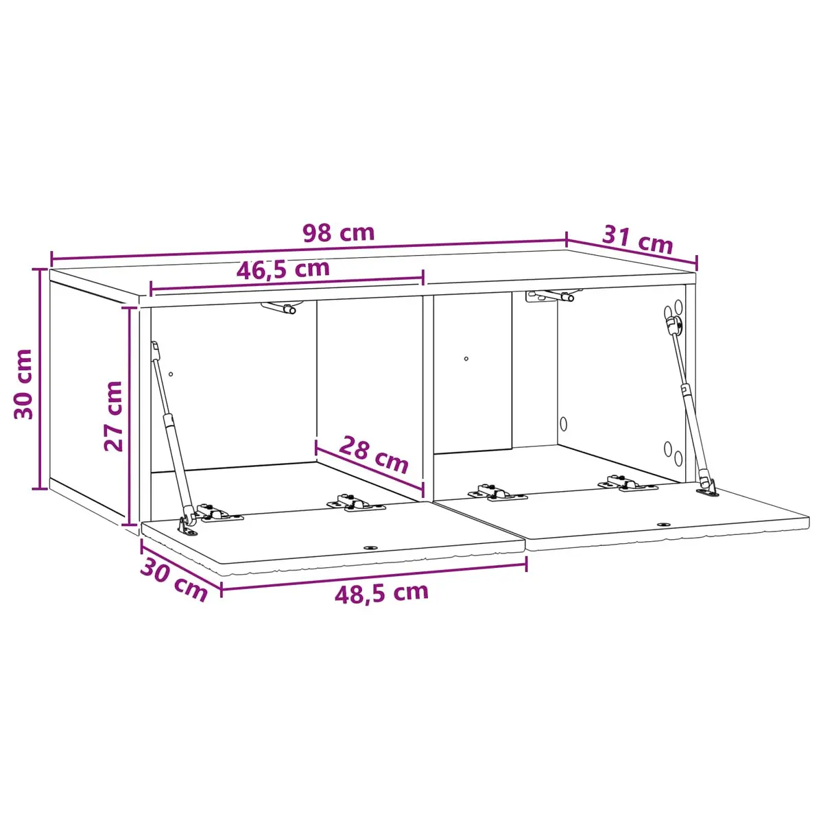 Wall-Mounted TV Cabinet White 98 x 31 cm Storage Unit