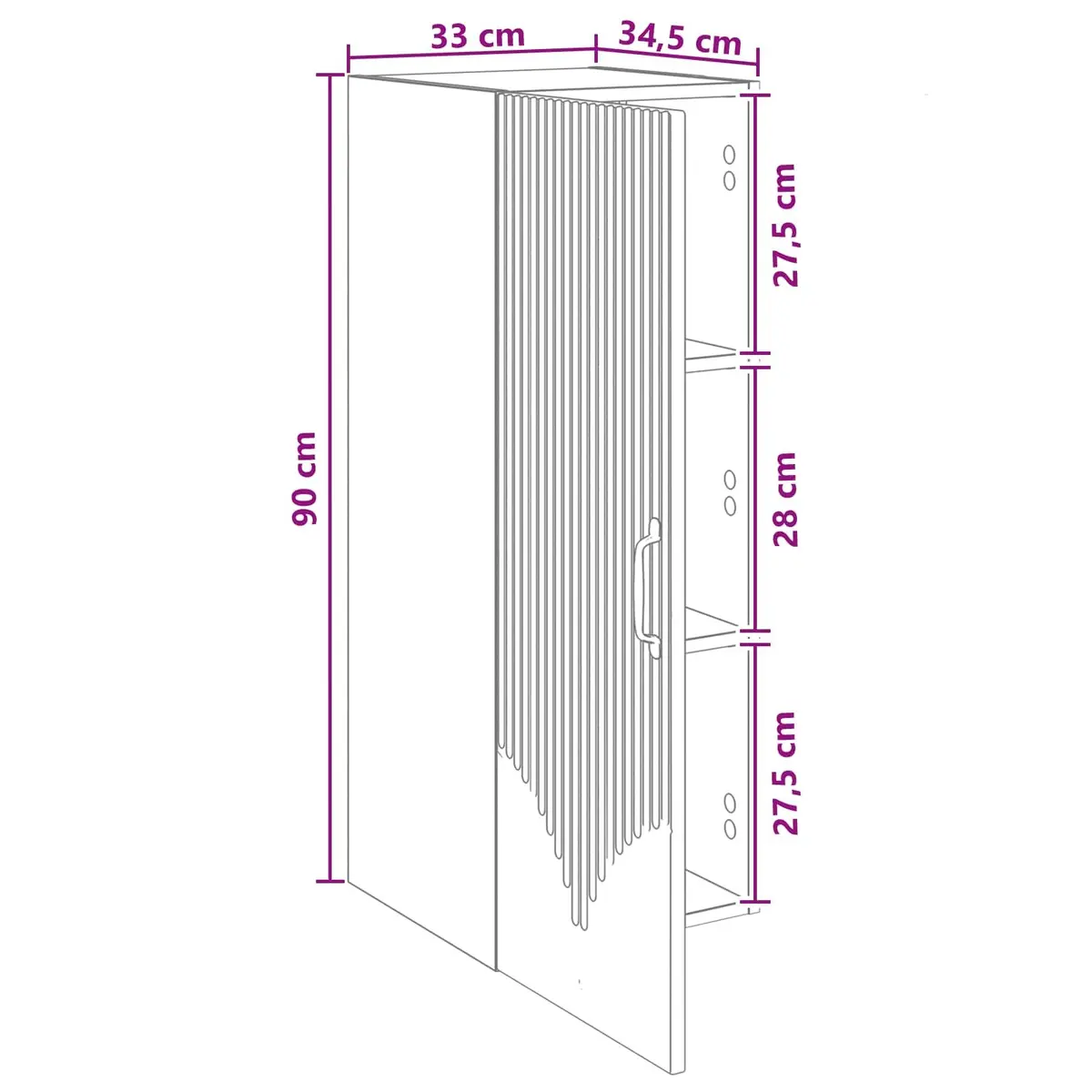 Wall-Mounted Storage Cabinet Modern White Engineered Wood 90cm
