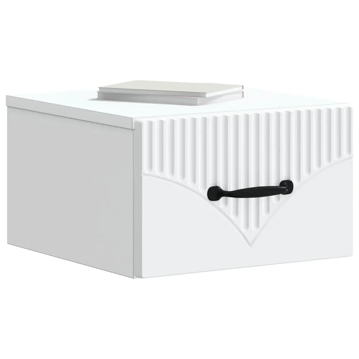Wall-Mounted Bedside Cabinet White Modern Bedroom Storage Drawer Compartment