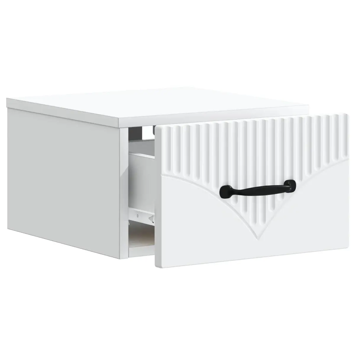 Wall-Mounted Bedside Cabinet White Modern Bedroom Storage Drawer Compartment