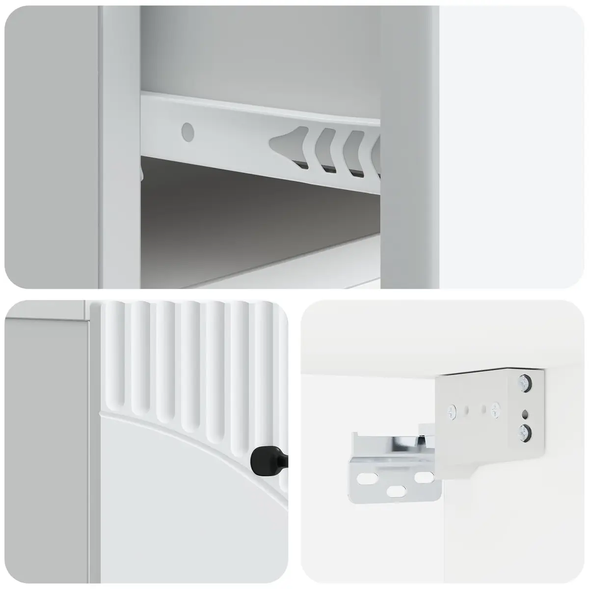 Wall-Mounted Bedside Cabinet White Modern Bedroom Storage Drawer Compartment