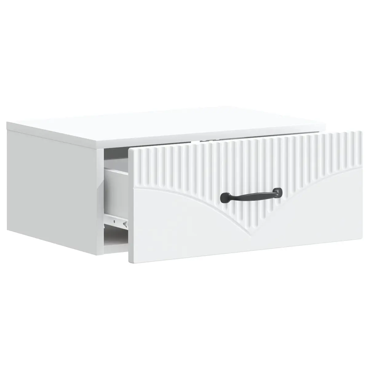 Bedside Table Wall-Mounted White Compact Bedroom Nightstand Drawer Storage Shelf