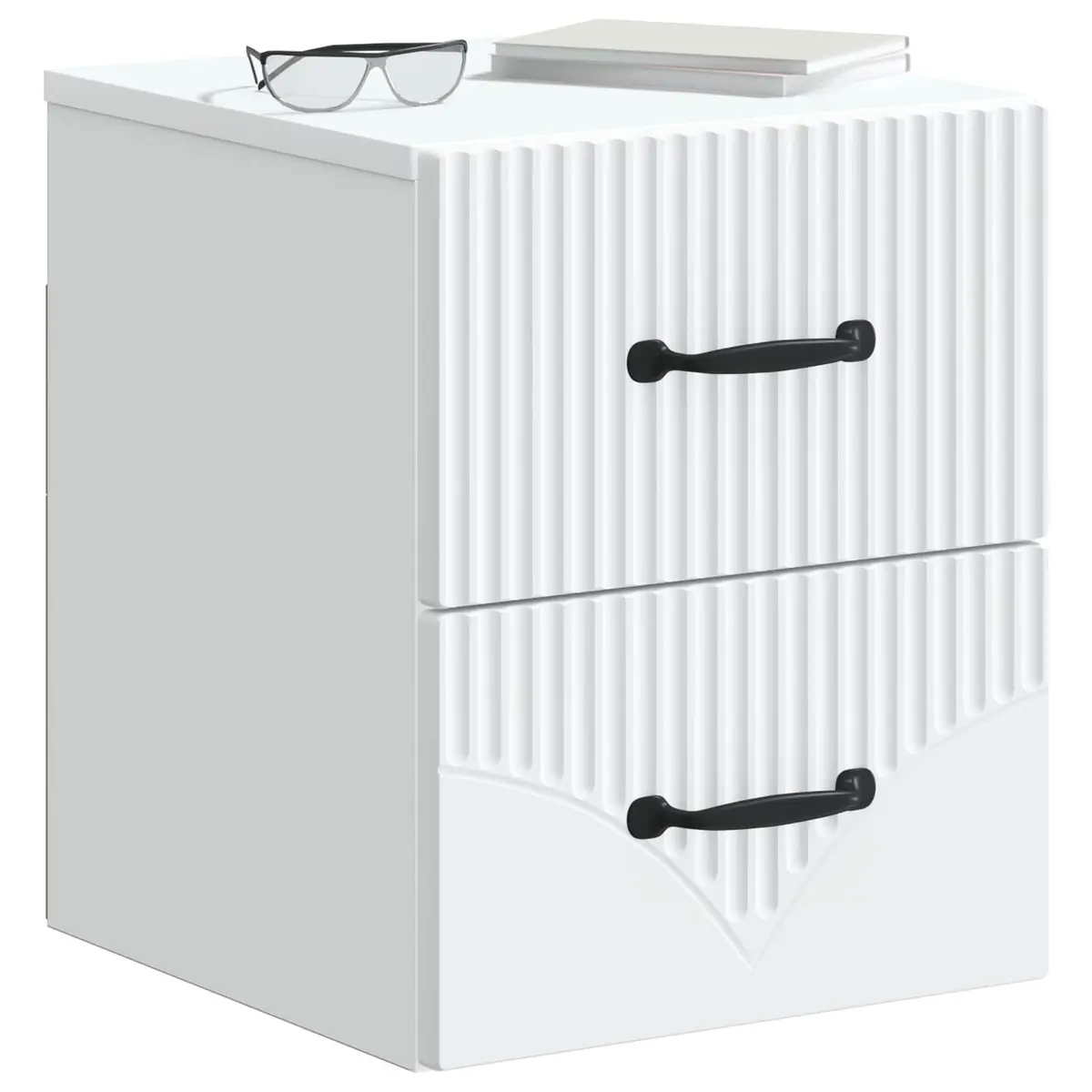 Wall-Mounted Bedside Cabinet Modern Storage Table White 34.5 x 33 x 40 cm