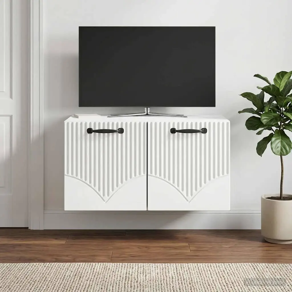 Wall-Mounted TV Cabinet White Modern Storage Unit Living Room Media Console