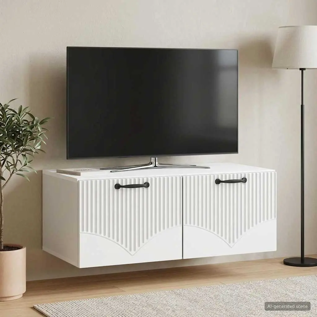 Wall-Mounted TV Cabinet White Modern Storage Unit 78.5 x 41 x 30 cm