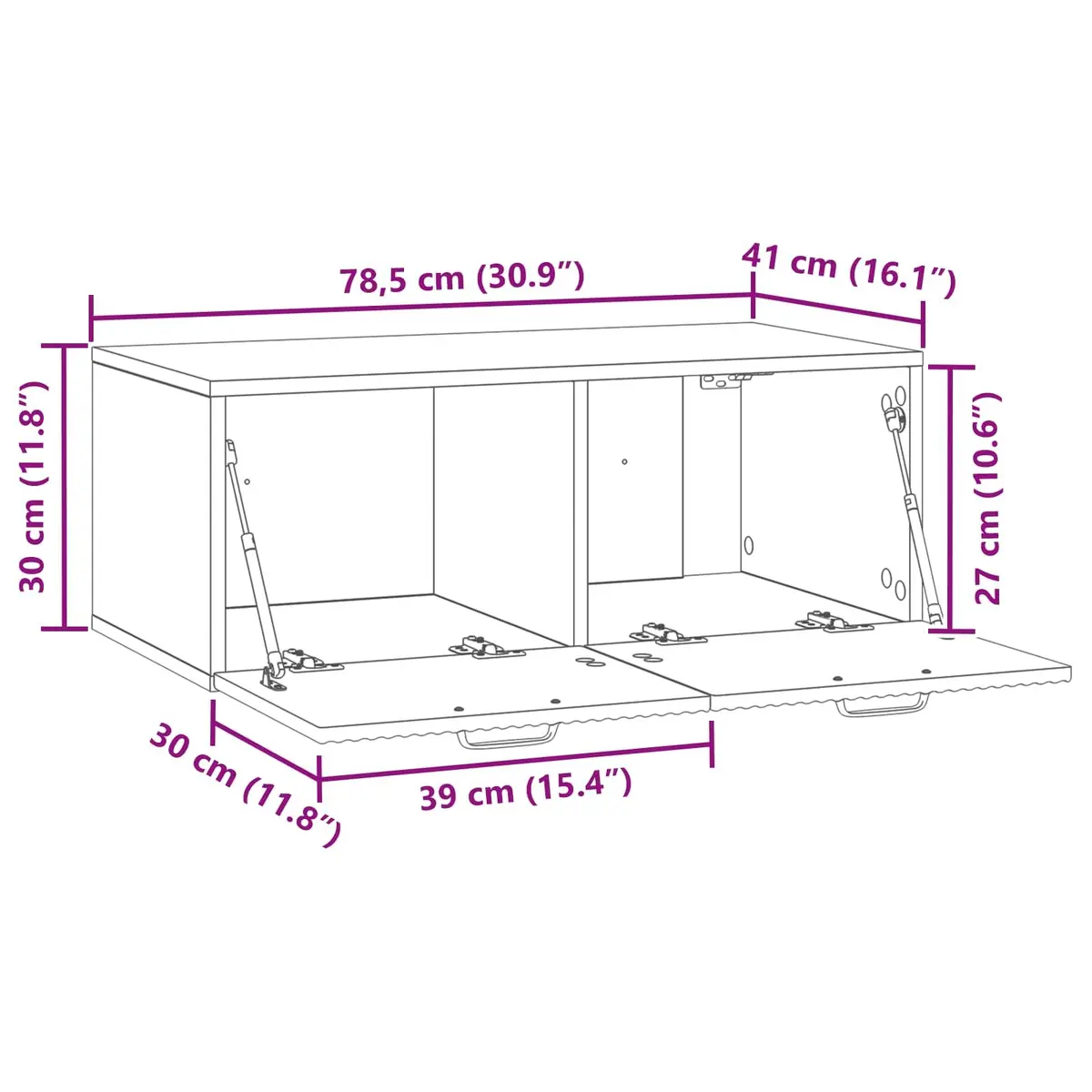 Wall-Mounted TV Cabinet White Modern Storage Unit 78.5 x 41 x 30 cm