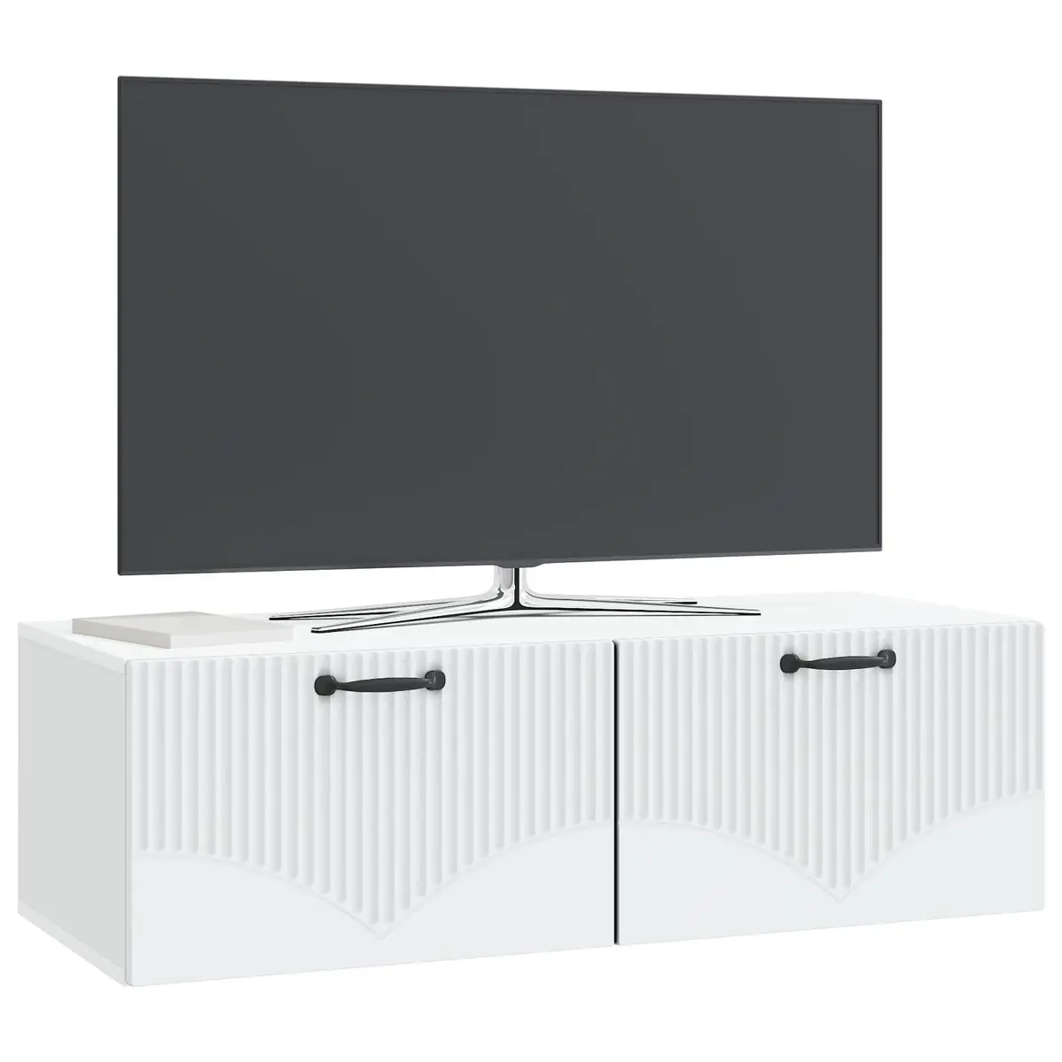 Wall-Mounted TV Cabinet White 98x41x30cm Modern Media Storage Unit