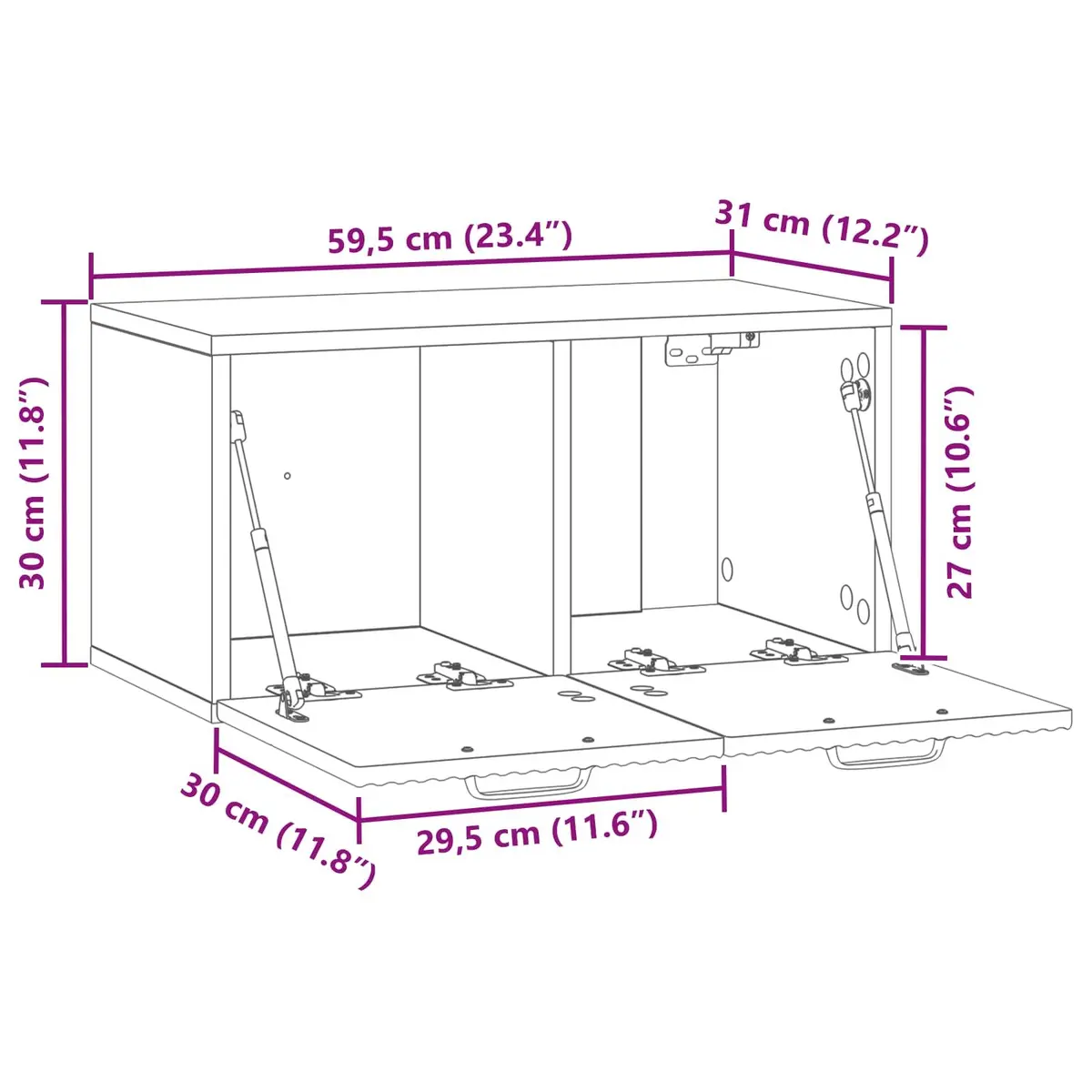 Wall-Mounted TV Cabinet White Modern Living Room Storage Entertainment Unit