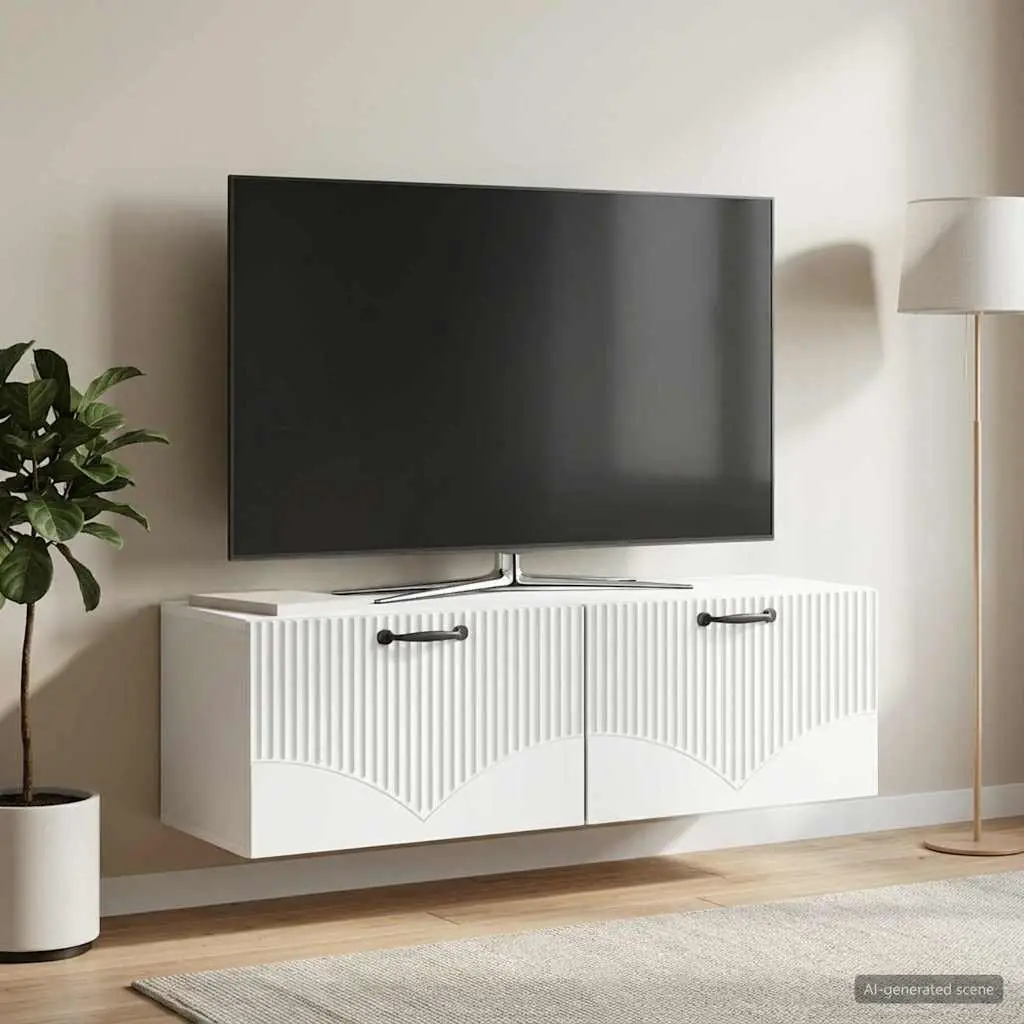 Wall-Mounted TV Cabinet in White