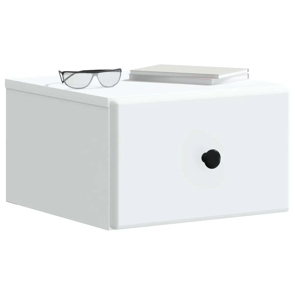 Wall-Mounted Bedside Cabinet White Compact Storage Drawer 34.5 x 33 x 20 cm