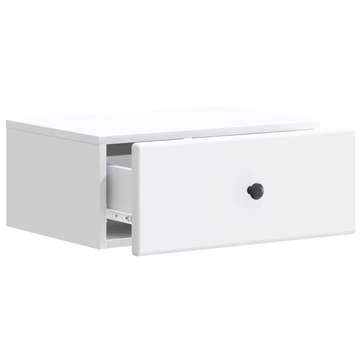 Wall-Mounted Bedside Cabinet Modern Compact White Storage Drawer and Shelf 49x34.5x20cm
