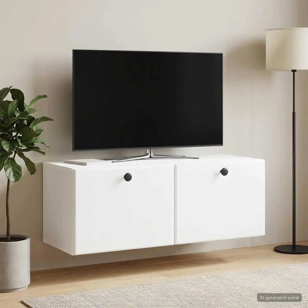 Wall-Mounted TV Cabinet 78.5 x 31 x 30 cm White Engineered Wood Storage Unit