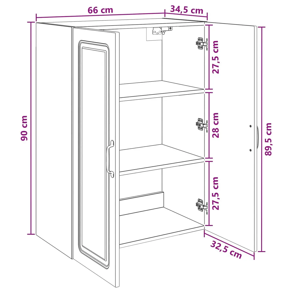 Wall-Mounted Storage Cabinet Engineered Wood White 66x34.5x90cm