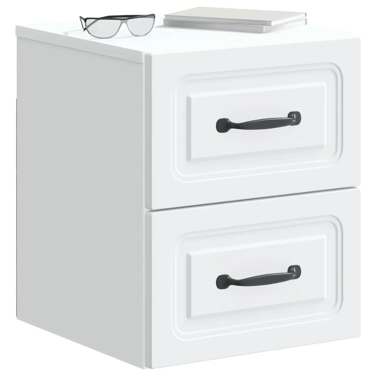Wall-Mounted Bedside Cabinet White Storage Compartment Sliding Doors 34.5 x 33 x 40 cm