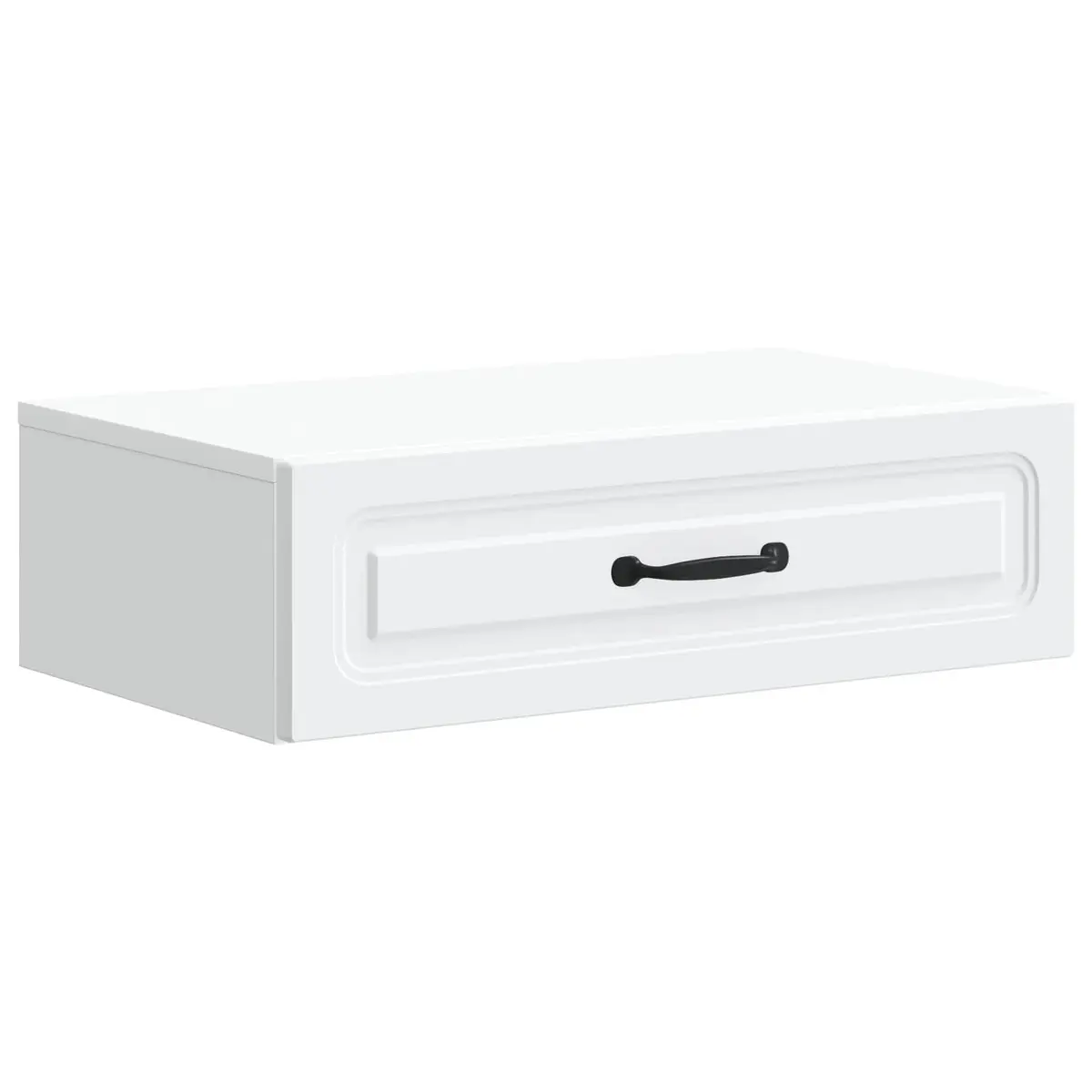 Wall-Mounted Side Table White Compact Storage Cabinet 59 x 34.5 x 17 cm
