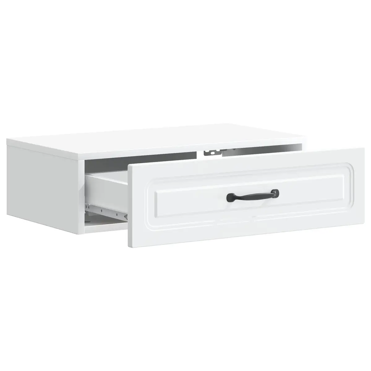 Wall-Mounted Side Table White Compact Storage Cabinet 59 x 34.5 x 17 cm