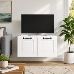 Wall-Mounted TV Cabinet White Entertainment Unit Modern Living Room Storage