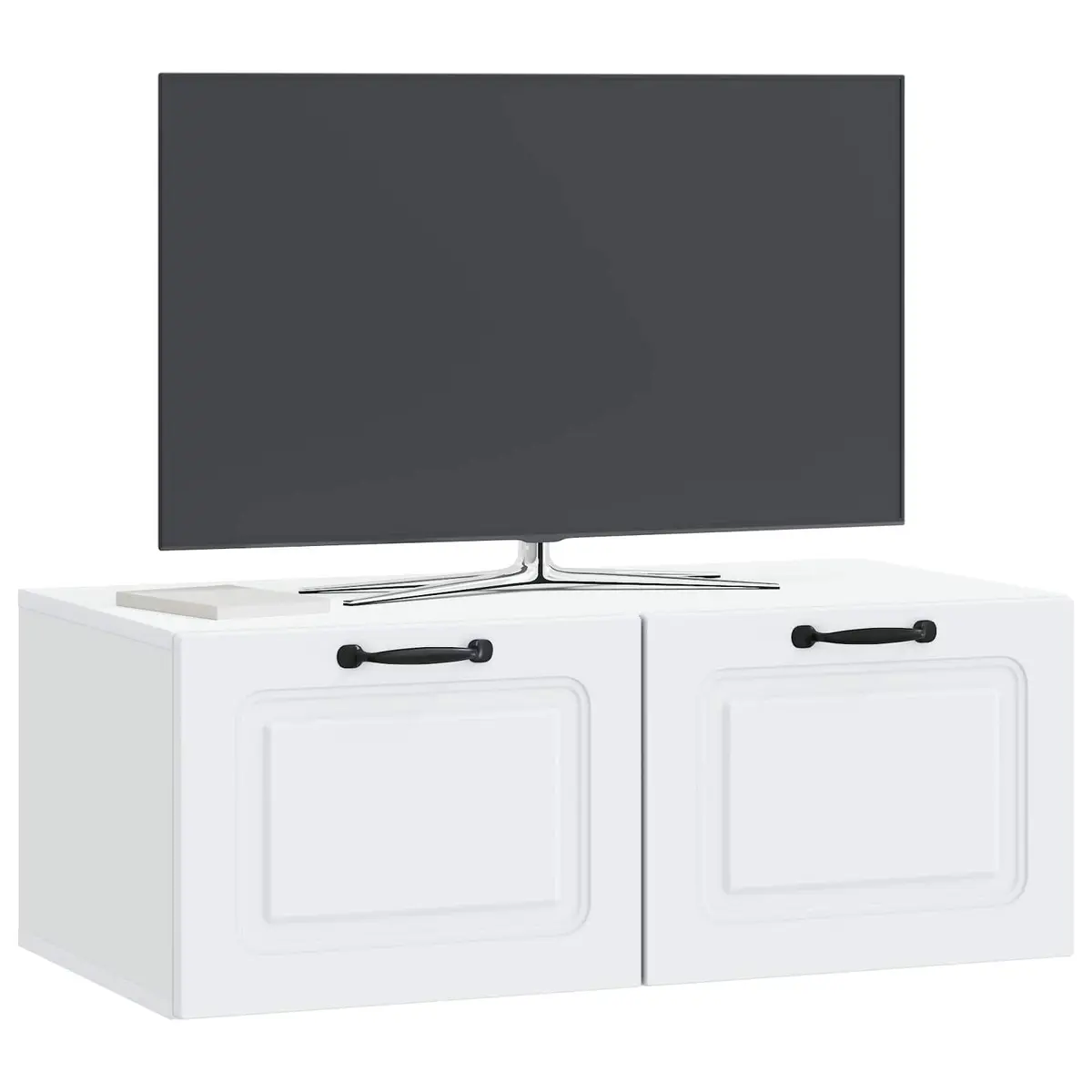 Wall-Mounted TV Cabinet White Entertainment Unit Shelving Storage 78.5 x 41 x